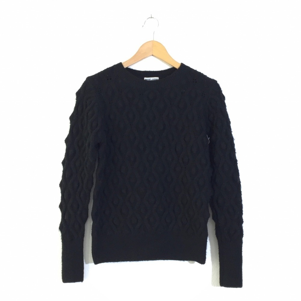 Sweet Romeo Black Wavy Puff Crew Neck Sweater XS
